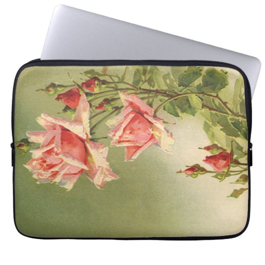 Valentijnsdag Roze Victoriaans Roos van de tuin Laptop Sleeve (Voorkant)