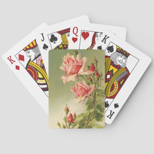 Valentijnsdag Roze Victoriaans Roos van de tuin Pokerkaarten (Achterkant)