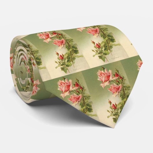  Valentijnsdag Roze Victoriaans Roos van de tuin Stropdas (Opgerold)