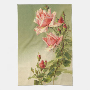 Valentijnsdag Roze Victoriaans Roos van de tuin Theedoek