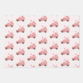 Valentijnsdag  roze vrachtwagen en ballonnen inpakpapier vel (Voorkant 3)