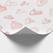 Valentijnsdag Roze Waterverf Harten Cadeaupapier (Hoek)