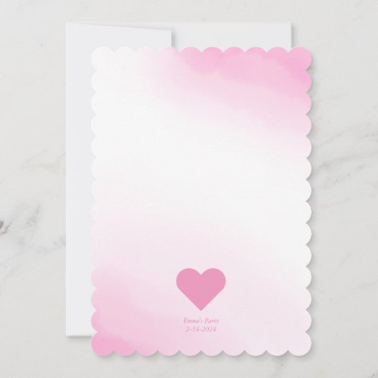 Valentijnsdag Roze Waterverf Partij Uitnodiging (Achterkant)