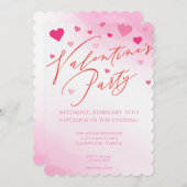 Valentijnsdag Roze Waterverf Partij Uitnodiging (Voorkant / Achterkant)