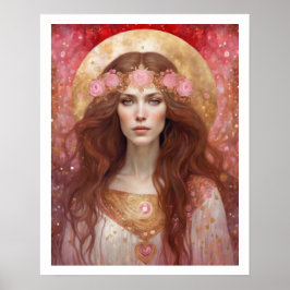 Valentijnsdag Rozen Harten Vrouw Art Deco Poster