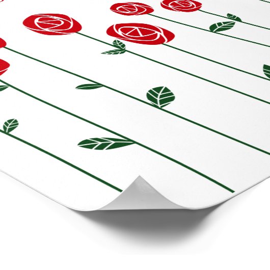 Valentijnsdag Rozen Ostrich Love Romance Flower Poster (Hoek)