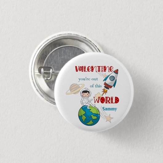 Valentijnsdag ruimte uit deze wereld ronde button 3,2 cm (Voorkant /achterkant)