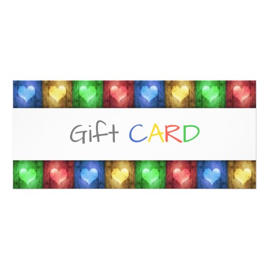 Valentijnsdag Rustic Colorful Hearts Gift Kaart (Voorkant)