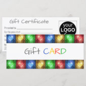 Valentijnsdag Rustic Colorful Hearts Gift Kaart (Voorkant / Achterkant)