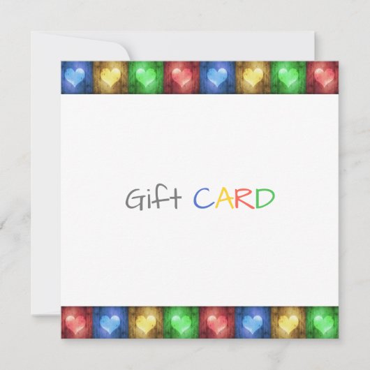 Valentijnsdag Rustic Hearts Colorful Gift Kaart (Voorkant)