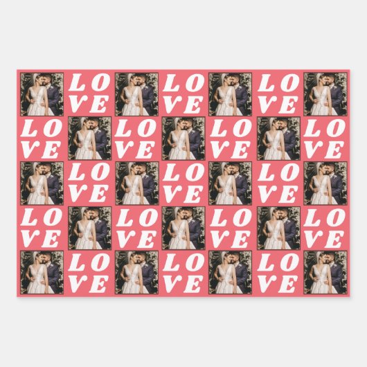 Valentijnsdag Rustic Love Xoxo Photo Gift Inpakpapier Vel (Voorkant)