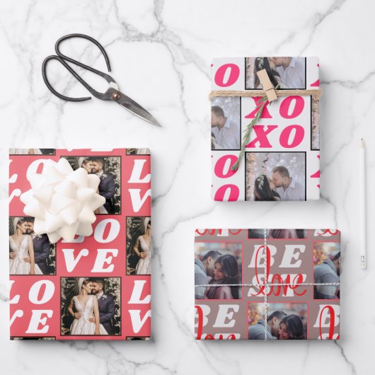 Valentijnsdag Rustic Love Xoxo Photo Gift Inpakpapier Vel (Voorkant)