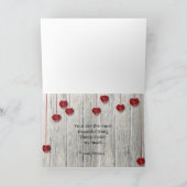 Valentijnsdag Rustic Modern Wood LOVE Red Hearts Feestdagen Kaart (Binnen)