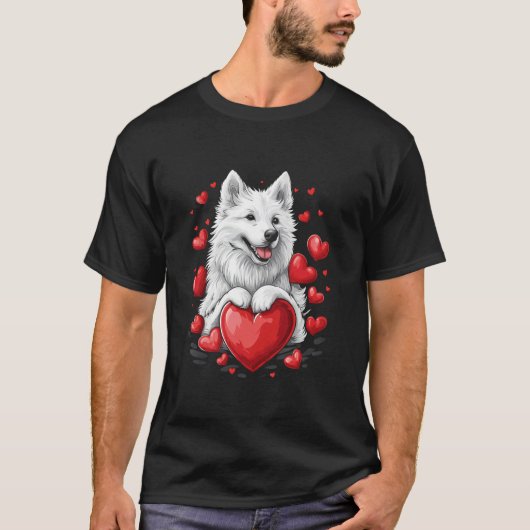 Valentijnsdag Samojeed Hond Hart 1 T-shirt (Voorkant)