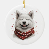 Valentijnsdag Samojeed hond Keramisch Ornament (Achterkant)