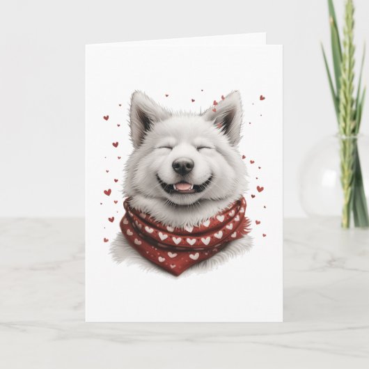 Valentijnsdag Samoyed hond Feestdagen Kaart (Voorkant)