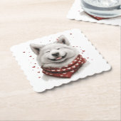 Valentijnsdag Samoyed hond Kartonnen Onderzetters (Gebogen)