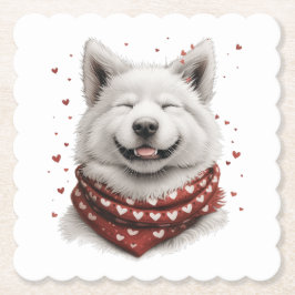 Valentijnsdag Samoyed hond Kartonnen Onderzetters