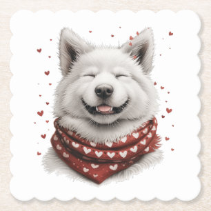 Valentijnsdag Samoyed hond Kartonnen Onderzetters