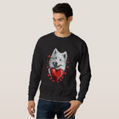 Valentijnsdag Samoyed Hond Met Hartjes Trui (Voorkant volledig)