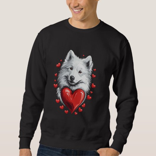 Valentijnsdag Samoyed Hond Met Hartjes Trui (Voorkant)