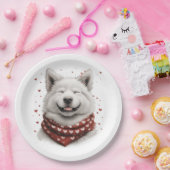 Valentijnsdag Samoyed hond Papieren Bordje (Feest)
