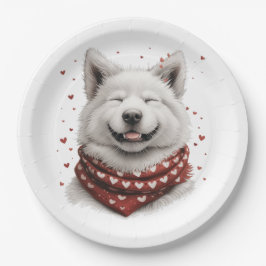Valentijnsdag Samoyed hond Papieren Bordje