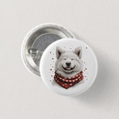 Valentijnsdag Samoyed hond Ronde Button 3,2 Cm (Voorkant /achterkant)