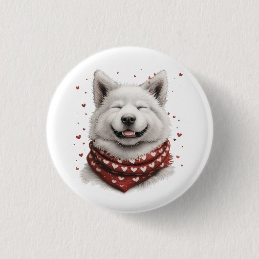 Valentijnsdag Samoyed hond Ronde Button 3,2 Cm (Voorkant)