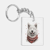 Valentijnsdag Samoyed hond Sleutelhanger (Voorkant Links)