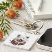 Valentijnsdag Samoyed hond Sleutelhanger (Voorkant Rechts)