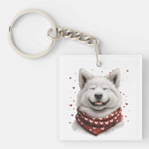 Valentijnsdag Samoyed hond Sleutelhanger