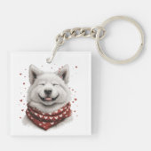 Valentijnsdag Samoyed hond Sleutelhanger (Achterkant)