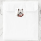 Valentijnsdag Samoyed hond Vierkante Sticker (Tas)