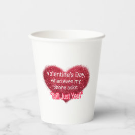 Valentijnsdag sarcastext op hart papieren bekers