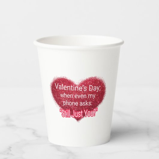 Valentijnsdag sarcastext op hart papieren bekers (Voorkant)