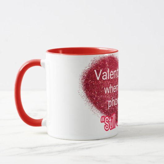 Valentijnsdag sarcastext op hart voor singles mok (Links)