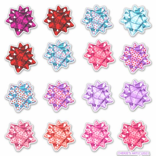 Valentijnsdag Satin Hearts Bows Sticker (Voorkant)