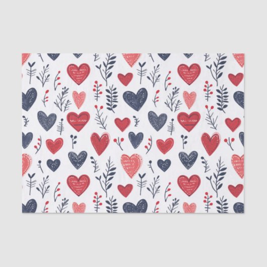 Valentijnsdag Scandinavian Hearts Tissuepapier (Voorkant)