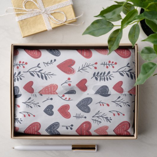 Valentijnsdag Scandinavian Hearts Tissuepapier (Geschenk)