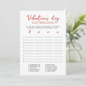 Valentijnsdag Scattergories bewerkbaar spelkaart Kaart (Staand voorkant)