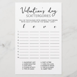 Valentijnsdag Scattergories editable game