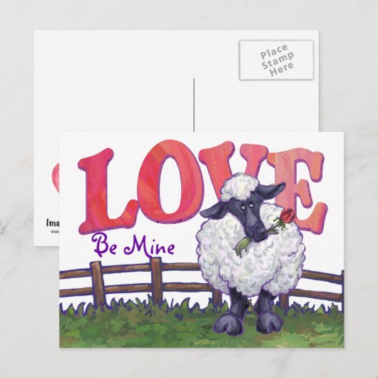 Valentijnsdag schapen feestdagenkaart (Voorkant / Achterkant)