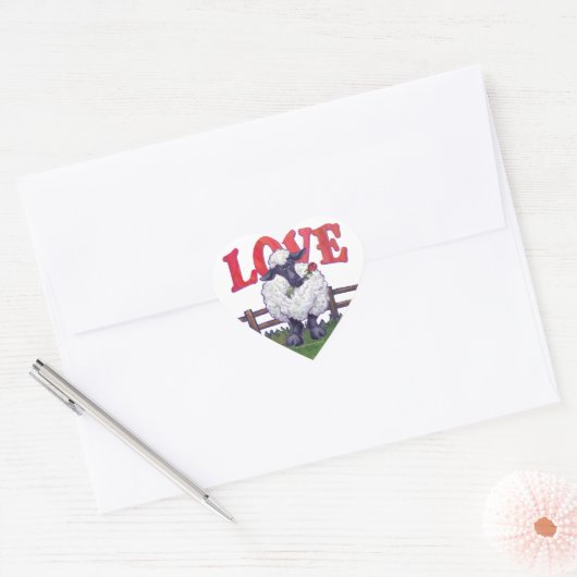 Valentijnsdag schapen hart sticker (Envelop)
