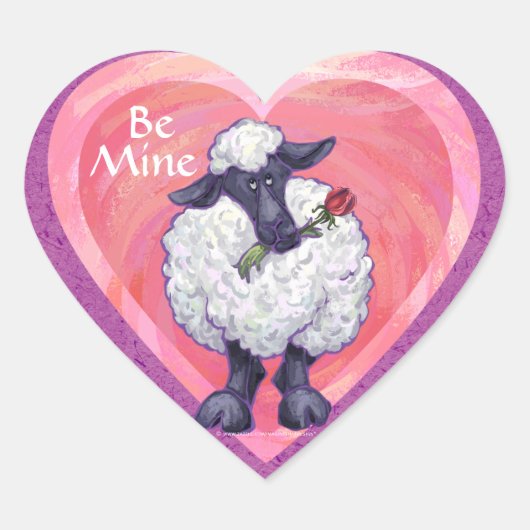 Valentijnsdag schapen hart sticker (Voorkant)