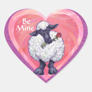 Valentijnsdag schapen hart sticker