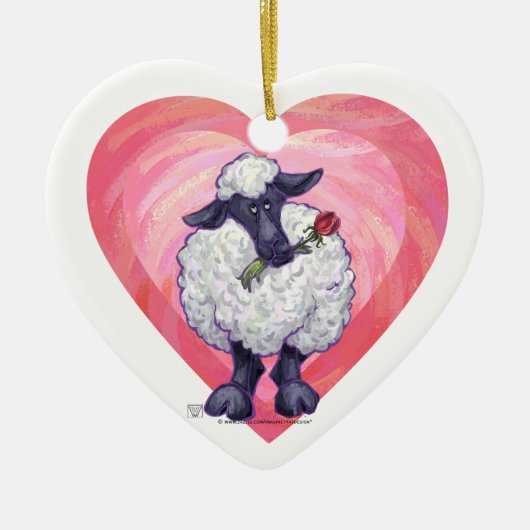 Valentijnsdag schapen keramisch ornament (Voorkant)