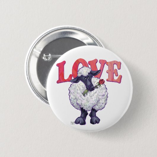 Valentijnsdag schapen ronde button 5,7 cm (Voorkant /achterkant)