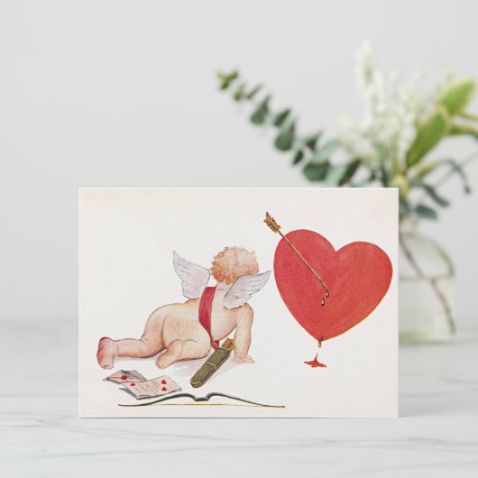  Valentijnsdag schattig hart cherub cupid Feestdagenkaart (Staand voorkant)