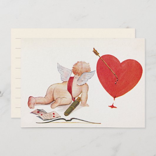  Valentijnsdag schattig hart cherub cupid Feestdagenkaart (Voorkant / Achterkant)